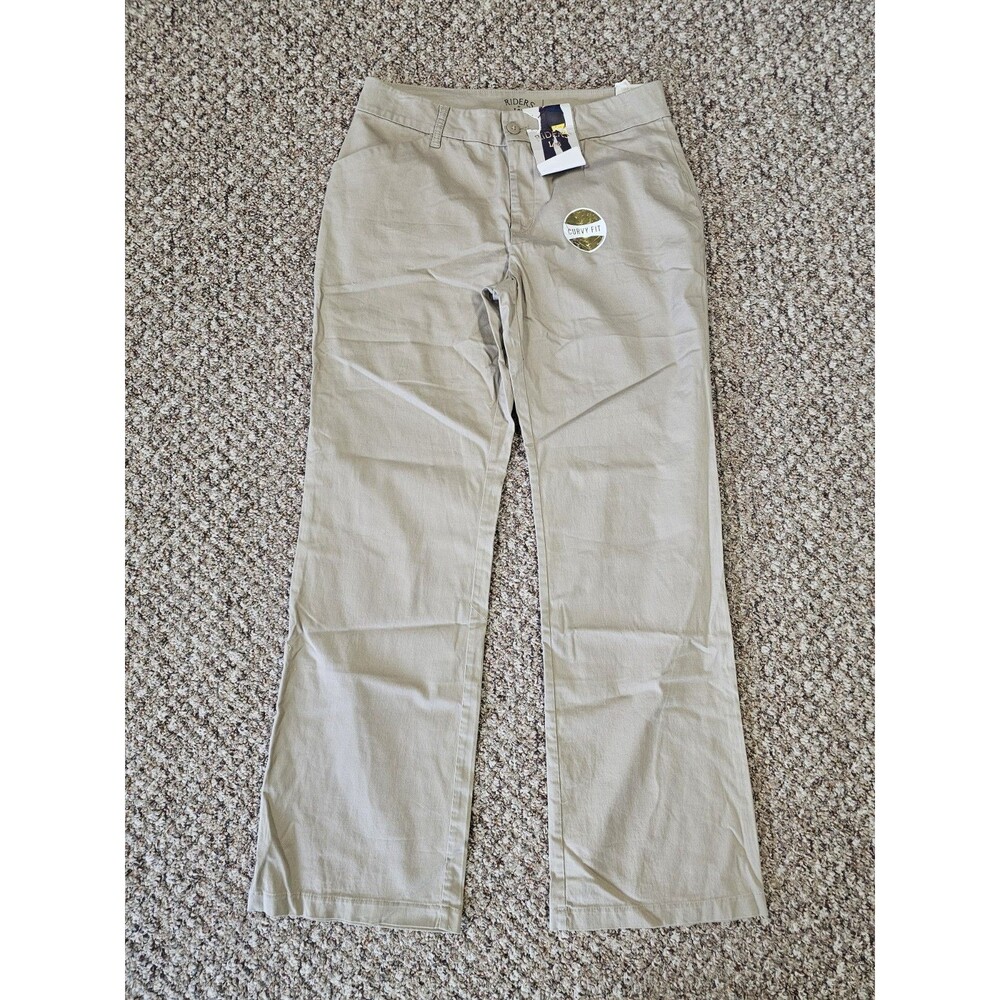 Riders by Lee Women's Curvy Trouser Chino Pants Sz 16L Khaki Stretch Midrise